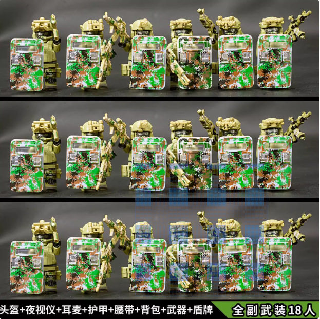 エメラルドグリーンチーター完全武装18名+シールド