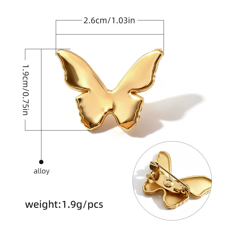 G0036-19x26mm ゴールデン小さな蝶ブローチ/ピース