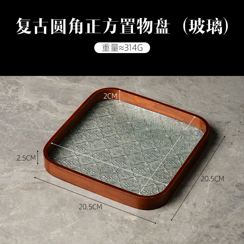 レトロ角丸正方形ガラス