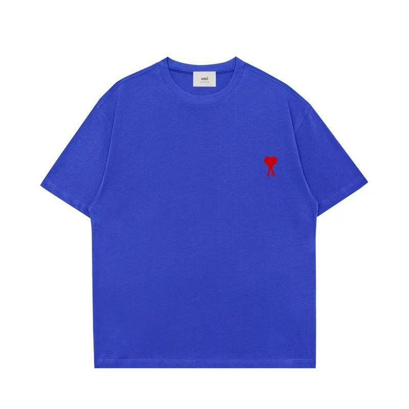 ロイヤルブルー T シャツ 刺繍入り ハート A