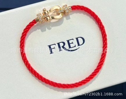 ミディアム ハーフ ダイヤモンド ローズゴールド レッド ロープ