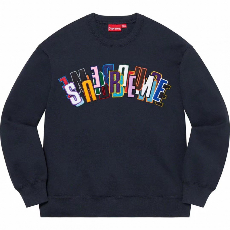 E528SS21 Supreme Stacked Crewneck カラー刺繍 ロイヤルブルー