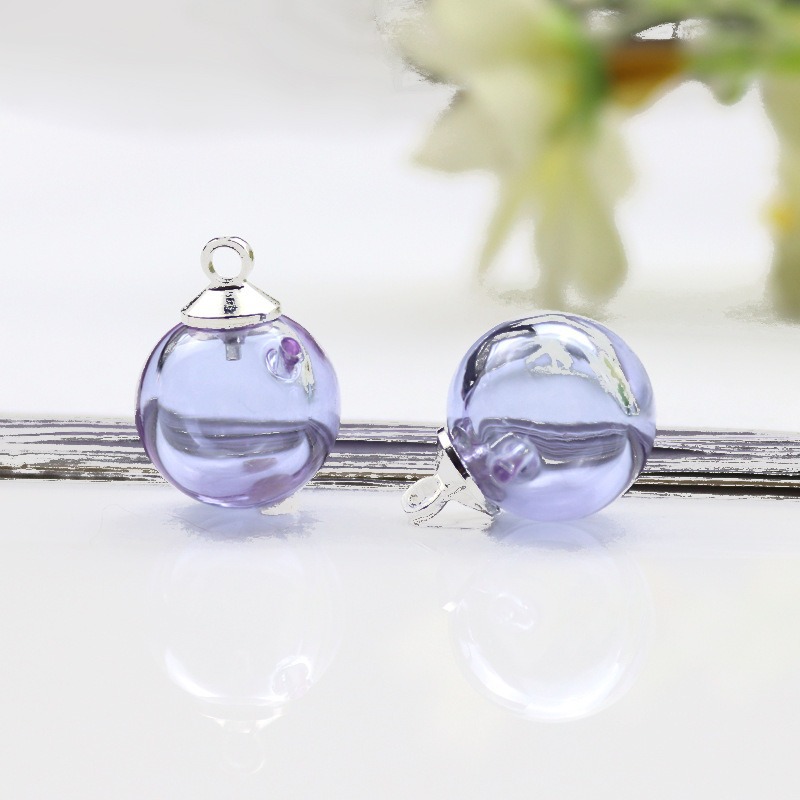 ライトパープルエッセンシャルオイルビーズ+スチールキャップ