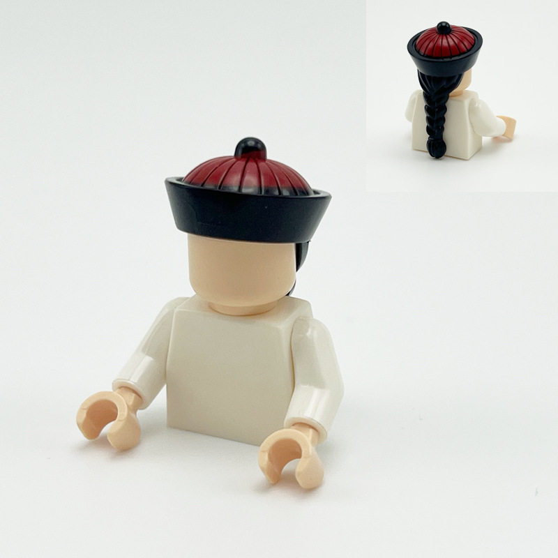 ゾンビハット/清朝ハット黒と赤のプリント