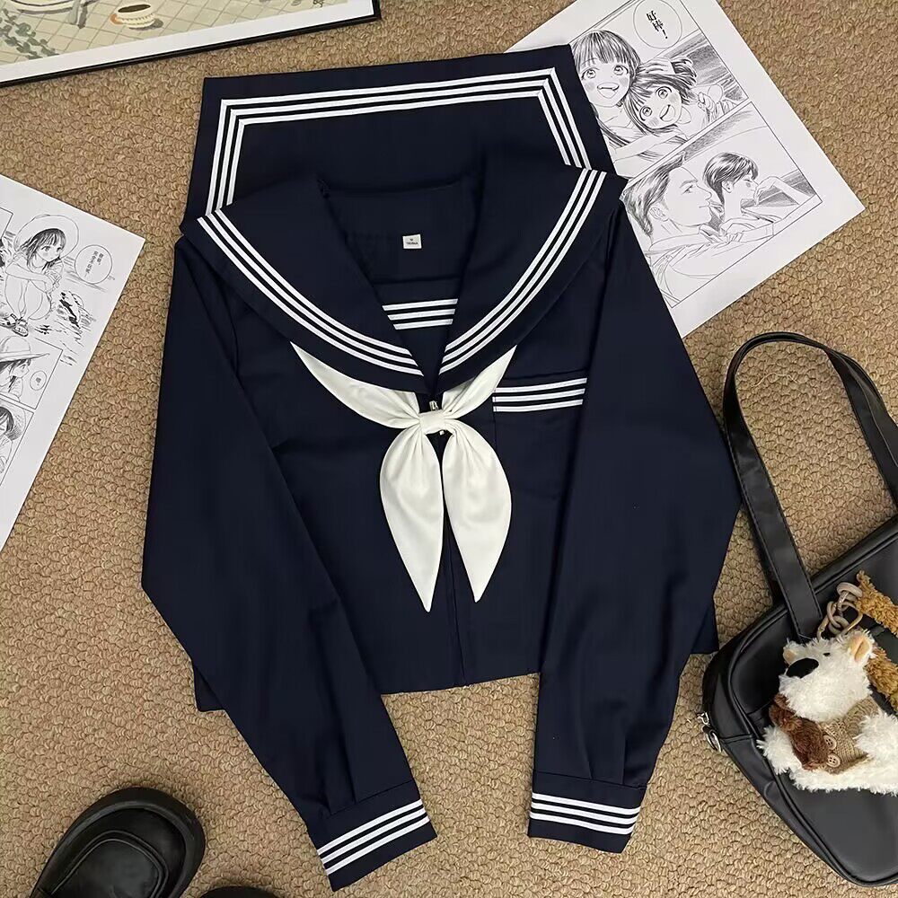 改良紺三冊長袖＋白金魚結び