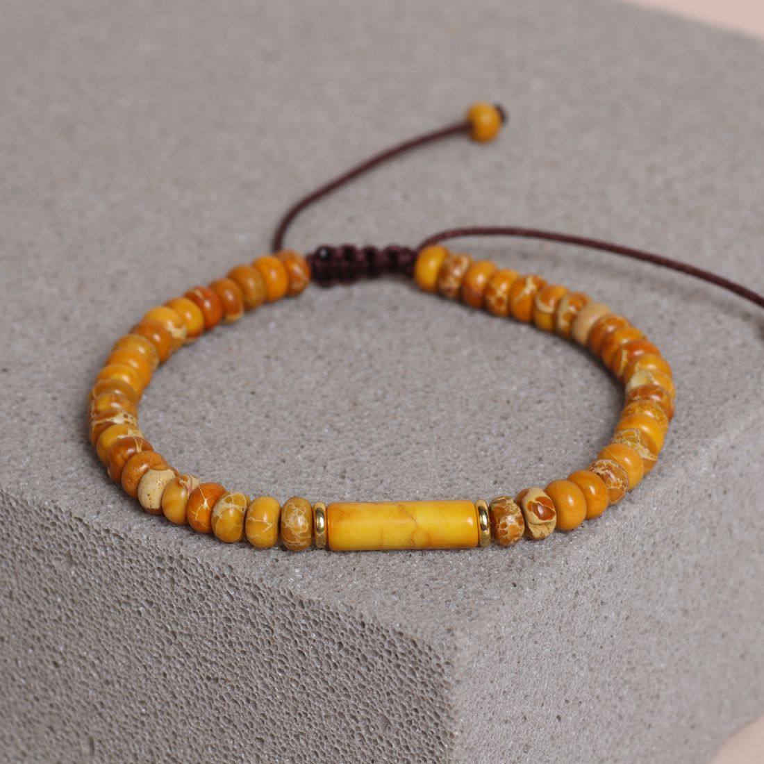 アーシーイエローのチューブビーズ