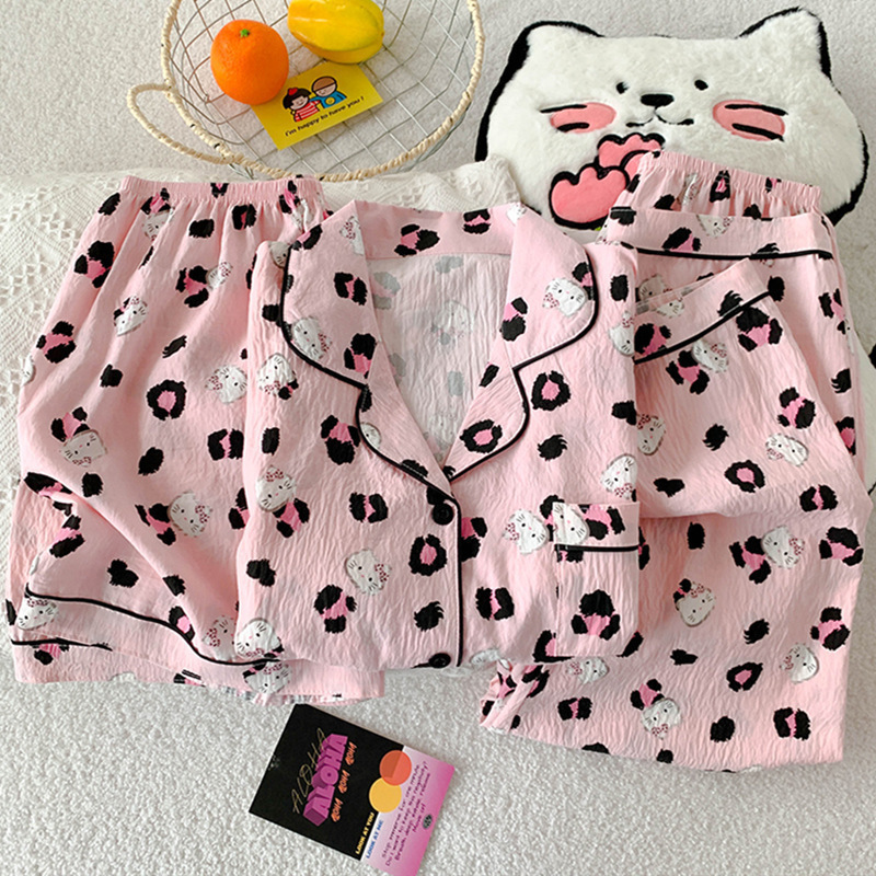 Yunduo コットン-Y4620#ヒョウ柄KTキャット3点セット