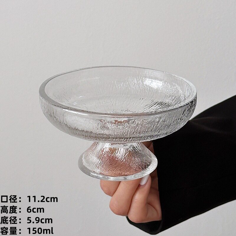 ガラスの花びら茶盆【氷河】