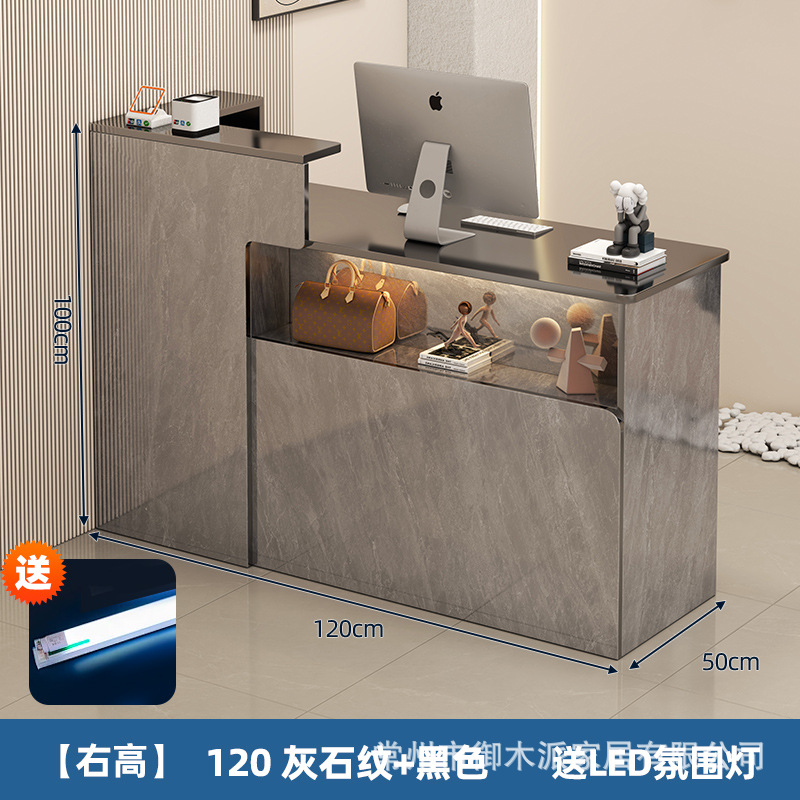 グレー石目カラー+グレー木目キャビネット-120cm【右コーナー】