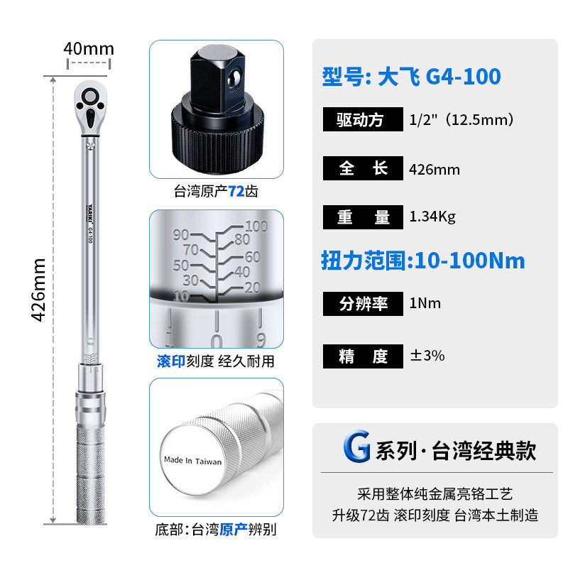 1/2inch 耐久性のある 72 歯 10-100Nm