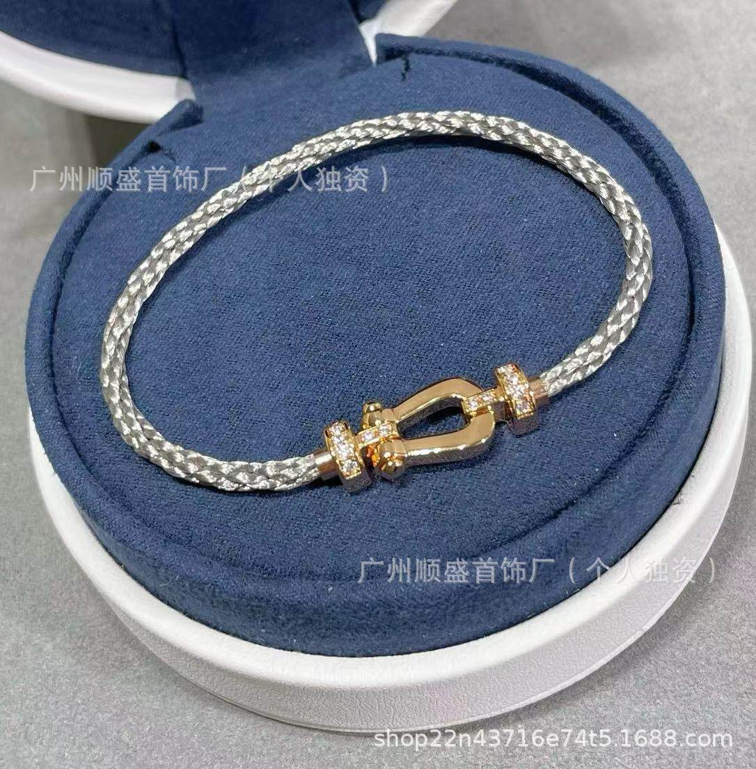 Sサイズ - スチールロープ - ローズゴールド - ハーフダイヤモンド