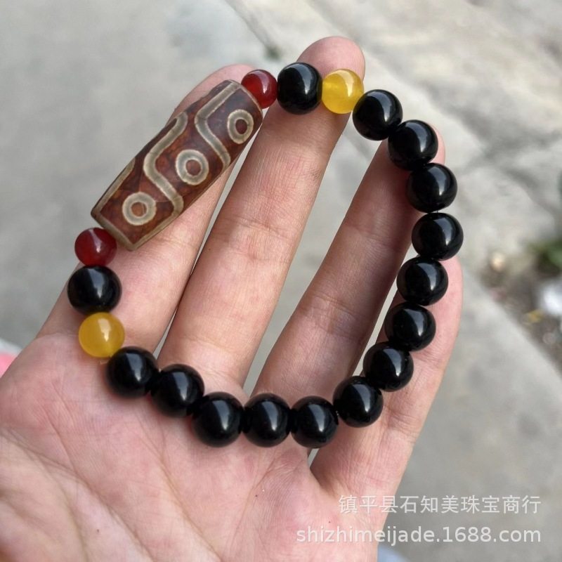 赤艶消し九眼天珠ブレスレット