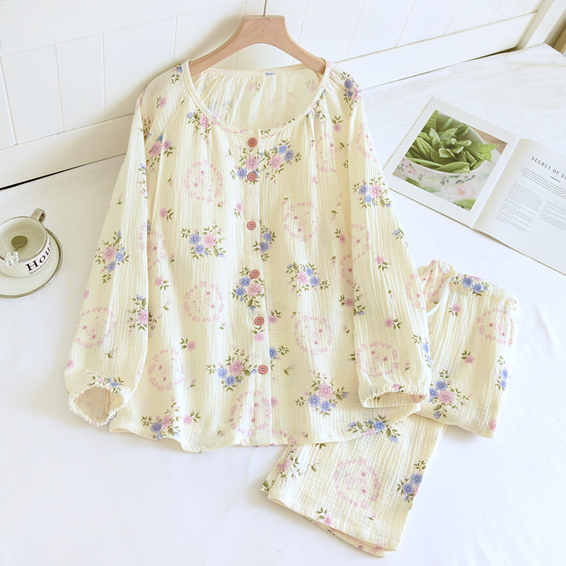 胸クッション/固定カップ純綿クレープラウンドネック監禁服スーツハッピーベア