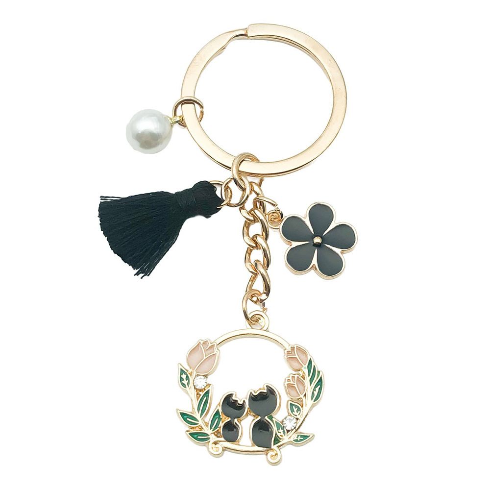 【ブラックタッセルパールキャットガーランド】-8x3cm--10.2g-ER760