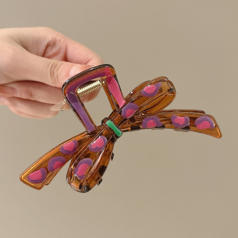 1#ピンクと紫の水玉リボン-12cm