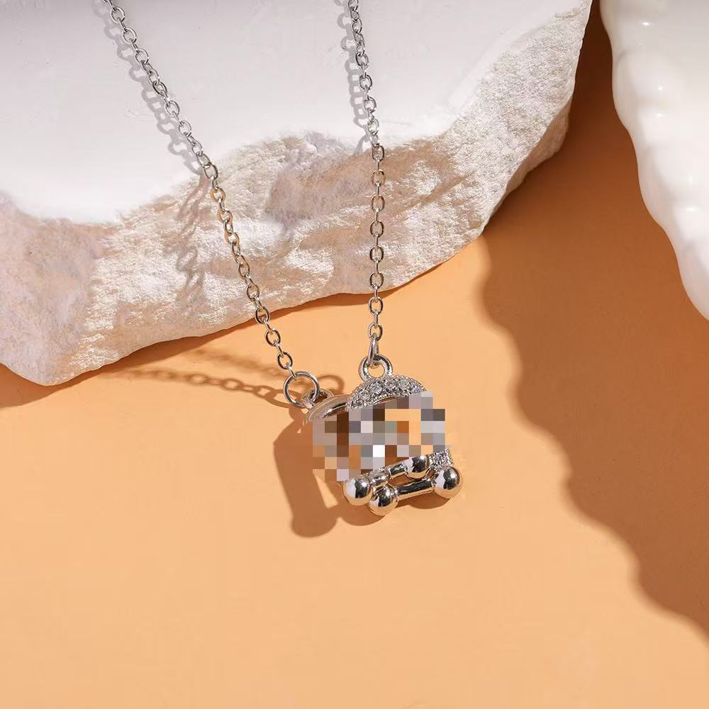 8443-シルバー U 字型馬蹄バックル ネックレス