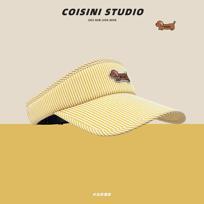 子犬の縞模様の空のシルクハット