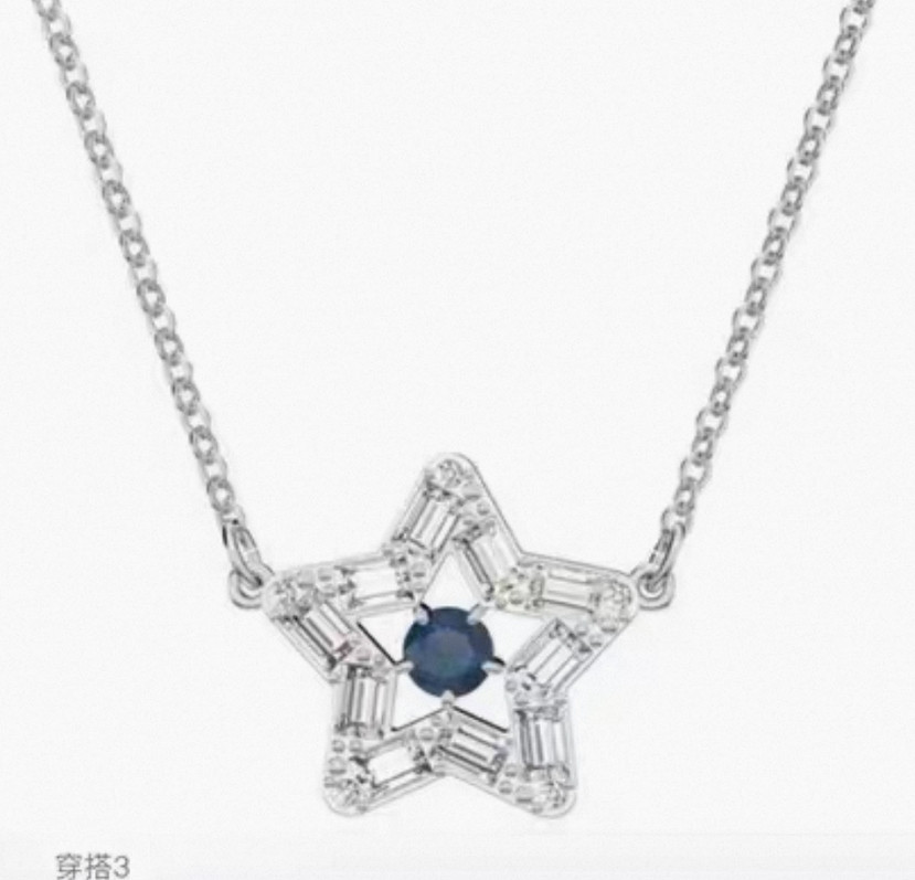 五芒星ブルーダイヤモンドネックレス