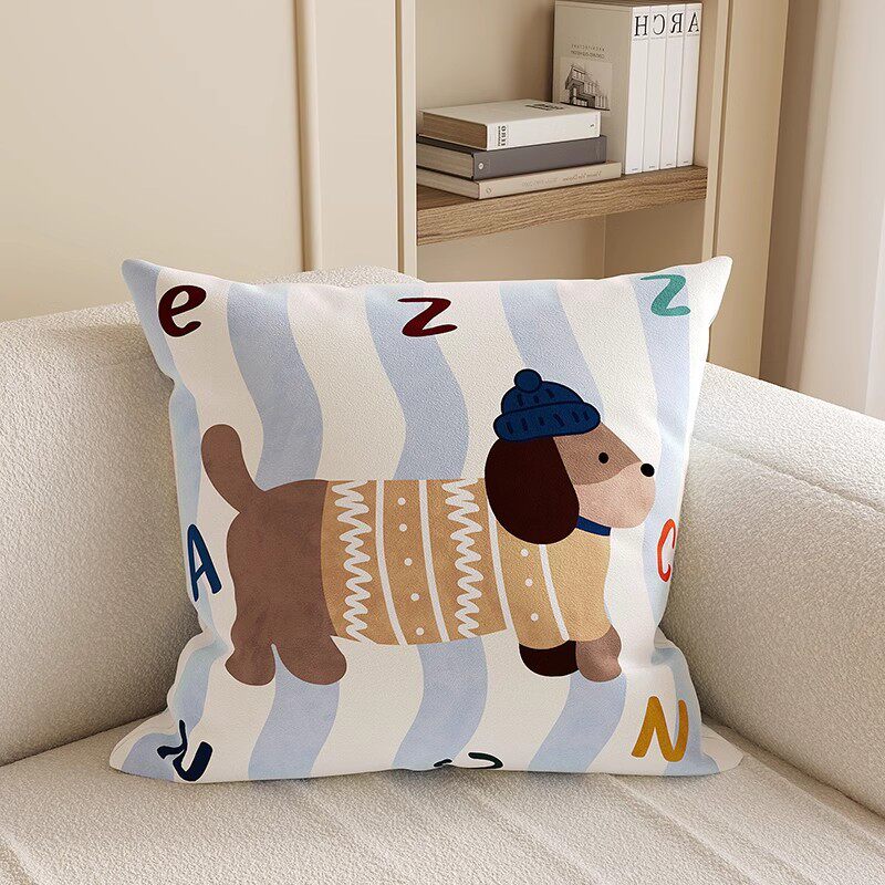 青い縞模様の文字ダックスフント