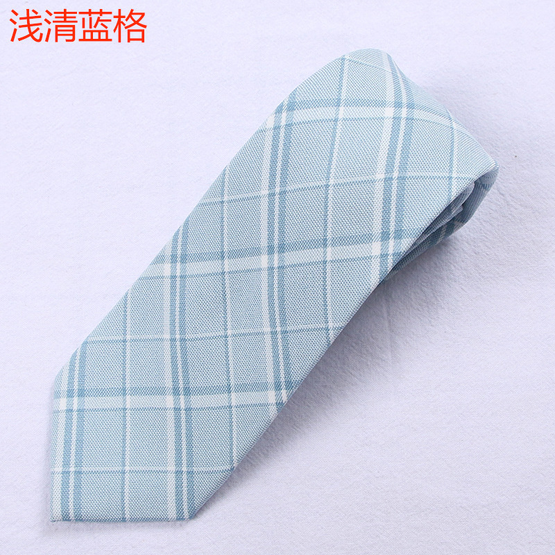 浅清藍格ネクタイ (d)