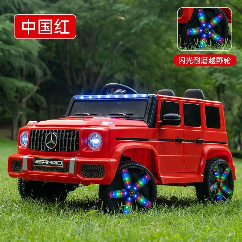 フラッシュレッド（フル機能発光ホイール四輪駆動+レザーシート）ブランドChaoweiバッテリー - [アップグレードされた2人乗り+拡張ボディ+アンビエントライト+トランク]