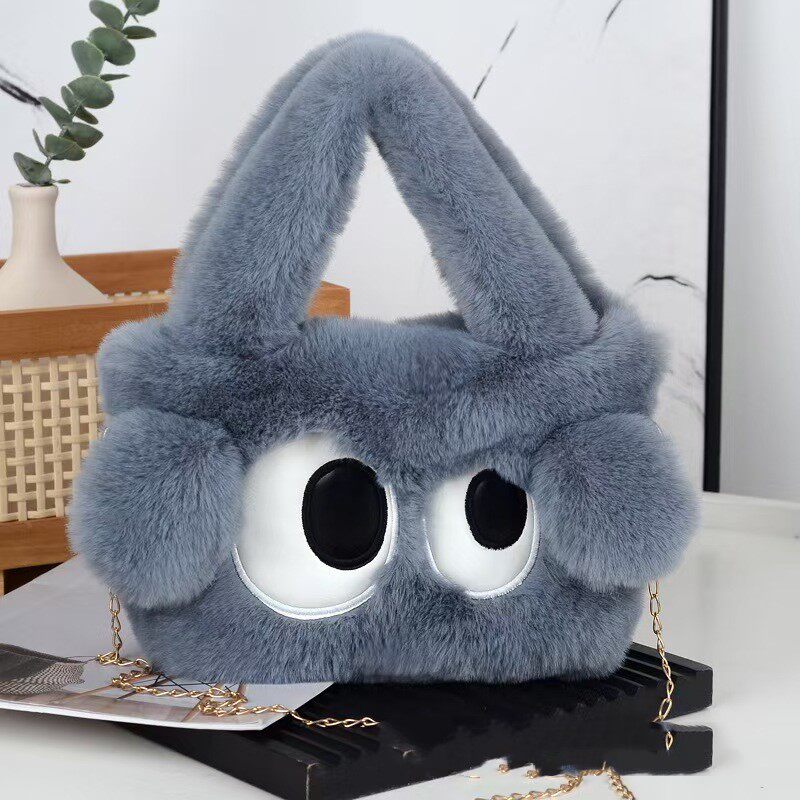 ビッグアイバッグ グレー 26×25cm9（ショルダーチェーンなし）