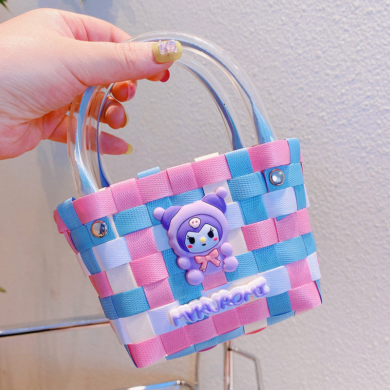 12.a04トランペット紫色の人形編みバッグ