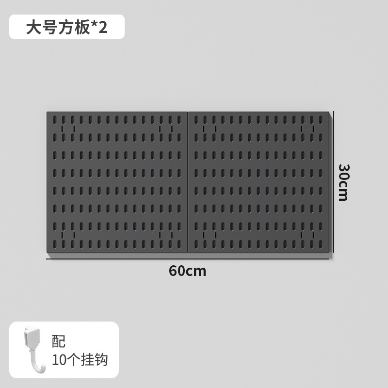 【コンボセット1 ブラック】正方形プレート2枚 + 小型フック2パック