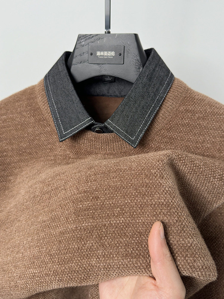 ブラウン(デニム衿無地クリーンバージョン)