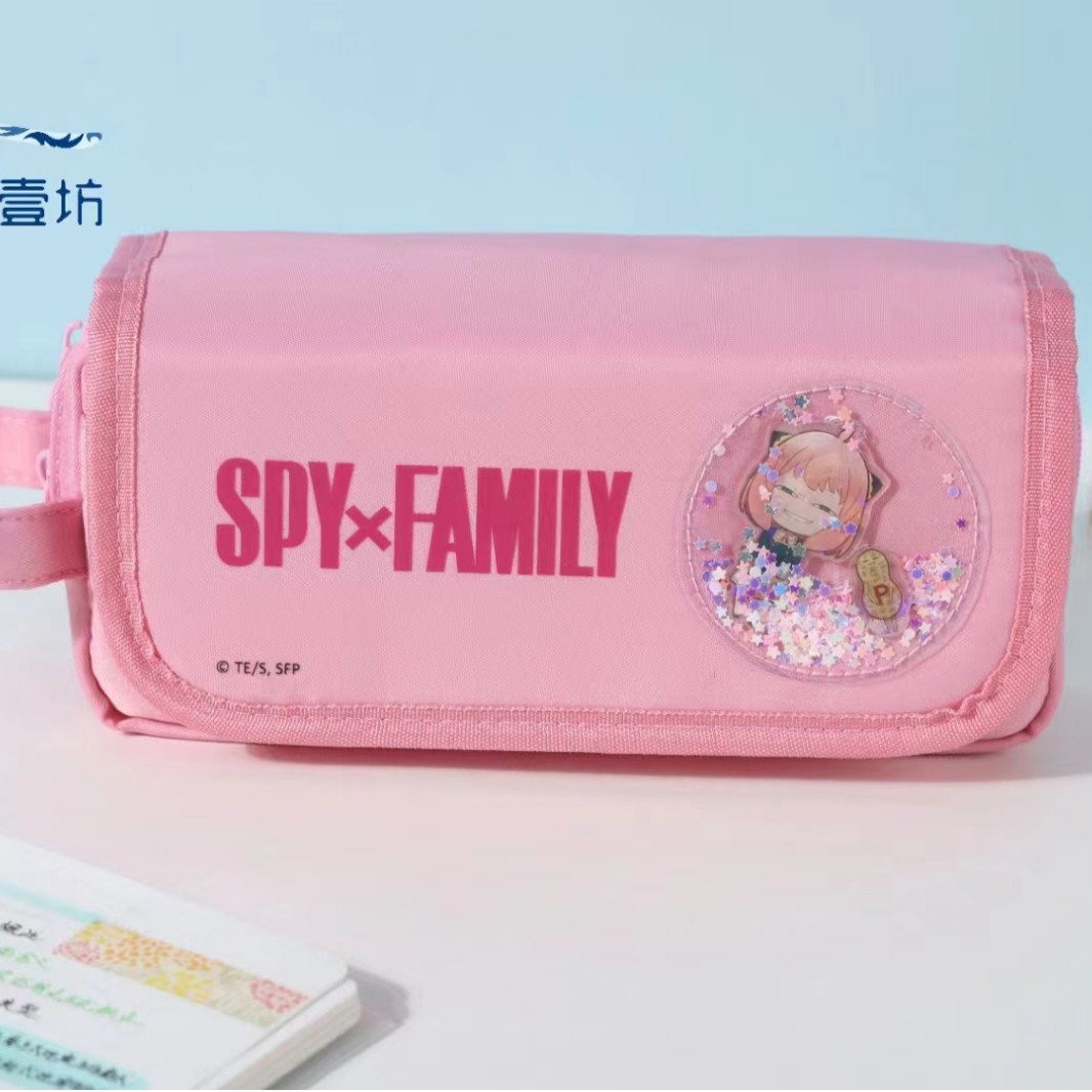 スパイ プレイ ハウス 大容量 スクエア フリップ ペンケース ピンク (単品価格)