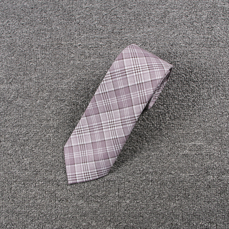 ライラックと白のチェック柄ネクタイ (D)