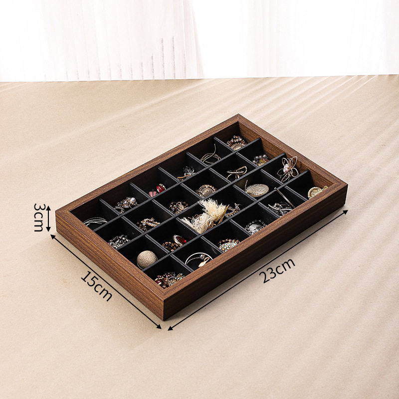 ブラックウォールナット 小 ブラックレザー 24グリッドプレート