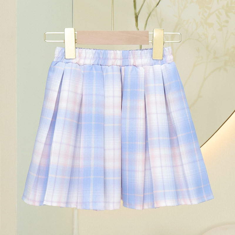 ブルー343チェックスカート