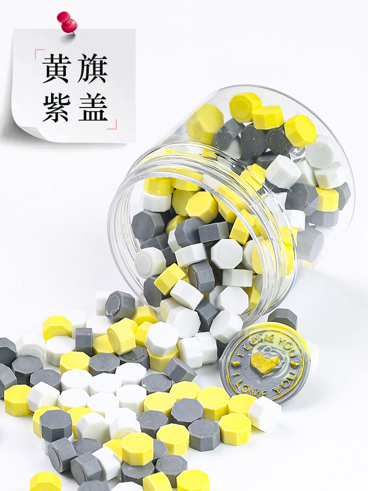 L 30混色ワックス粒約180個 -- 黄旗紫蓋