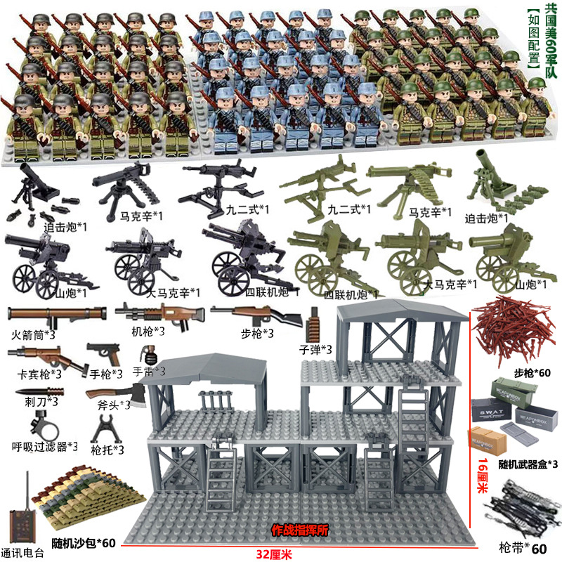 写真と構成に示すように、全国および米国の 60 軍隊 + 戦闘指揮所