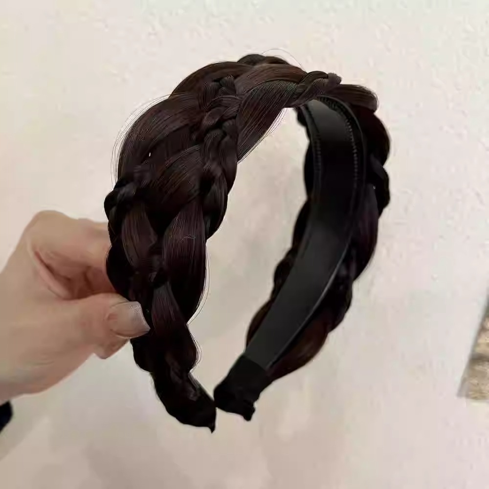 幅広カチューシャ三つ編み【ナチュラルカラー】