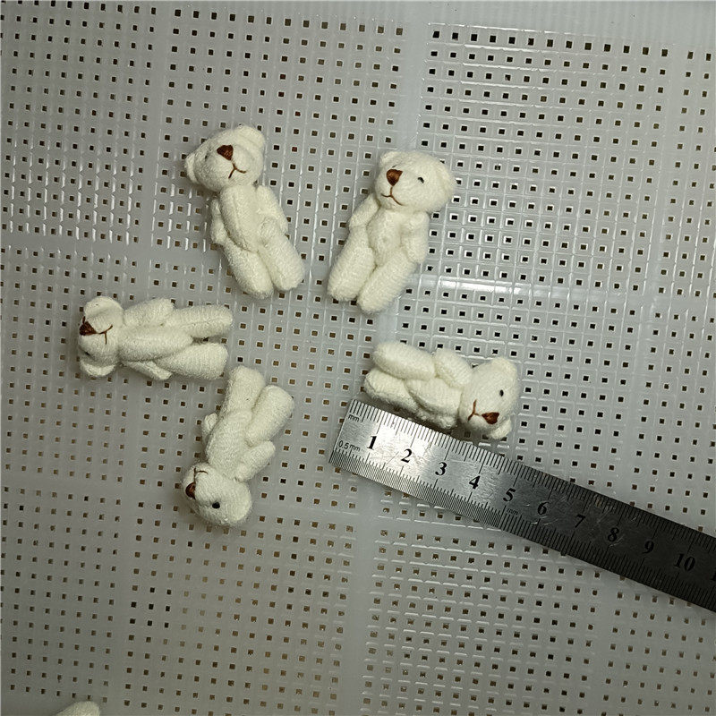 4.5cm オフホワイト ラメ入りテディベア (ストラップなし)