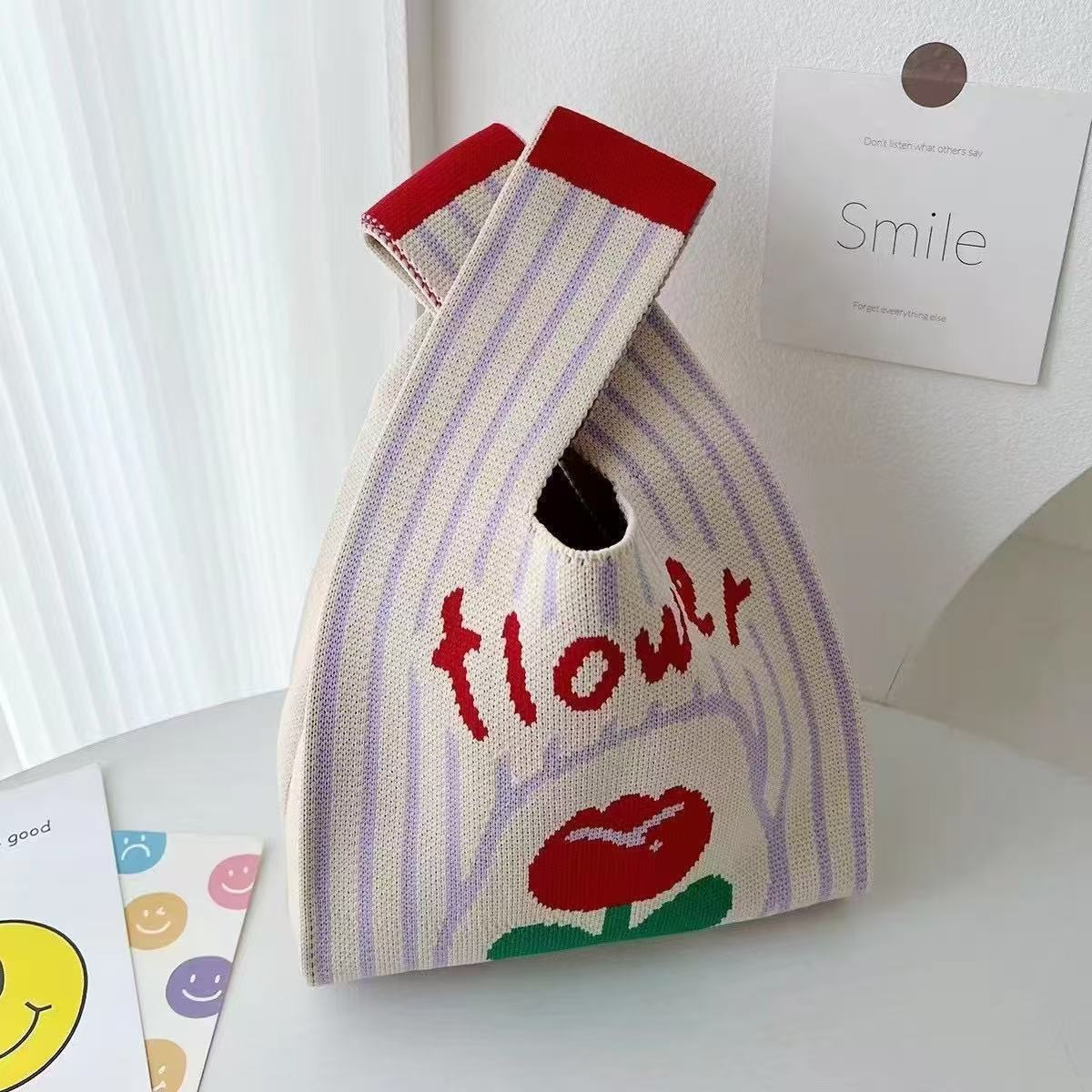 【ベストバッグ】パープルストライプチューリップ