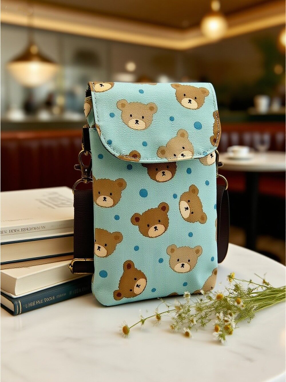 携帯電話バッグ ベア-ライトブルー