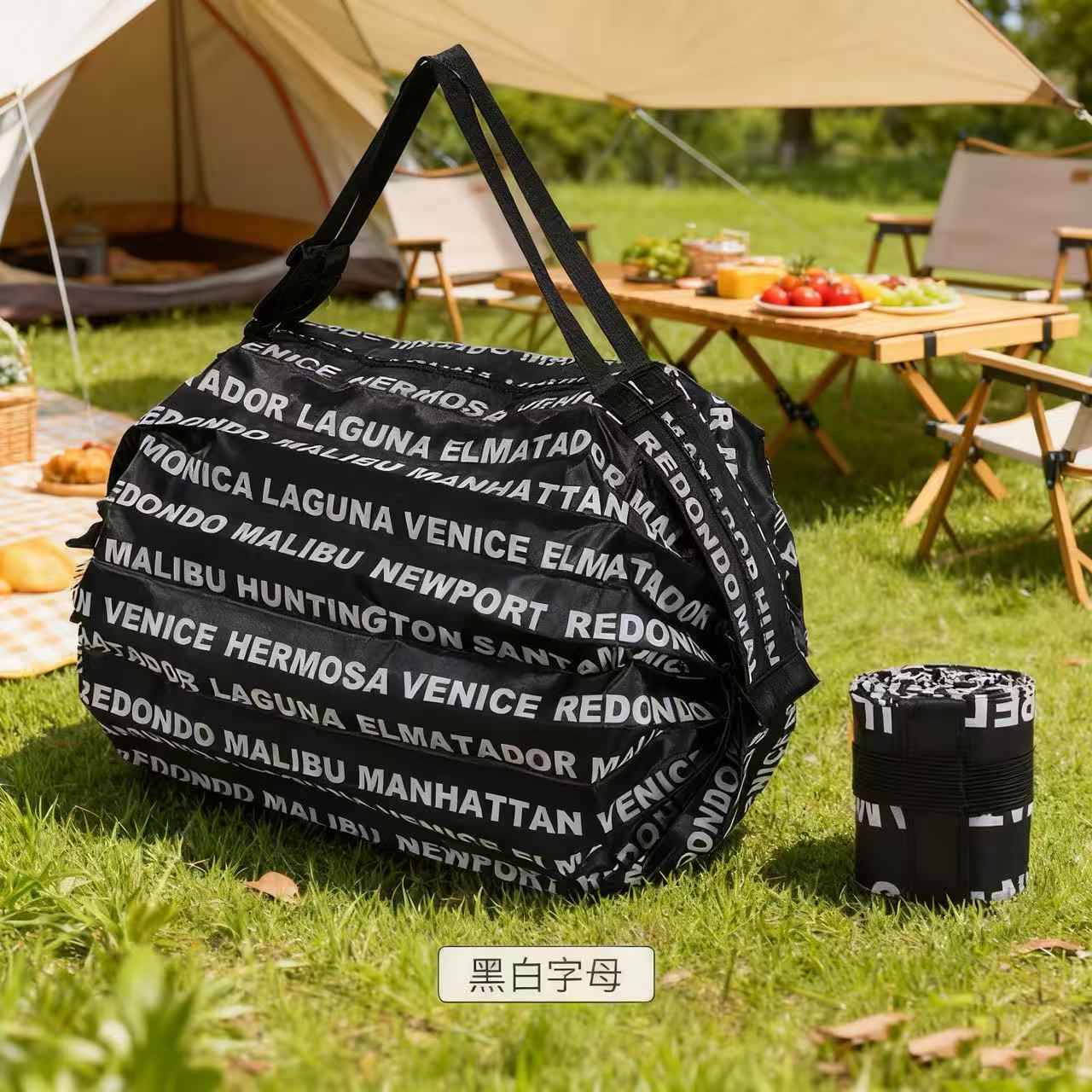 白文字折りたたみアコーディオンバッグ 50*35CM