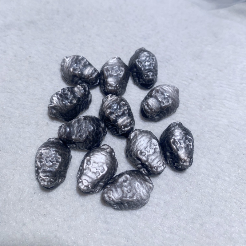 シルバーオブシディアンドラゴンタートルスルーホールアクセサリー