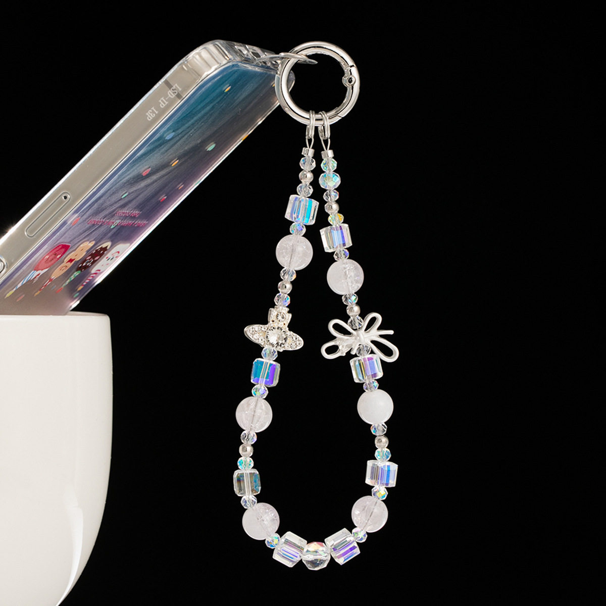 SJ37 ホワイト 携帯電話チェーン【ガスケット無料】