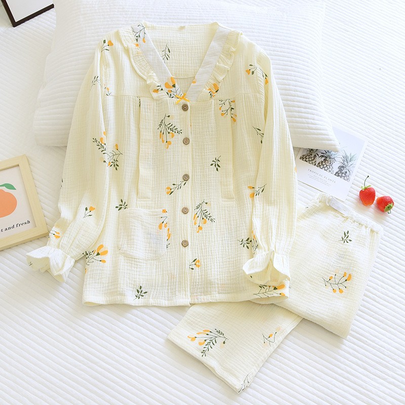 純綿クレープvネック玉蘭月子服セット