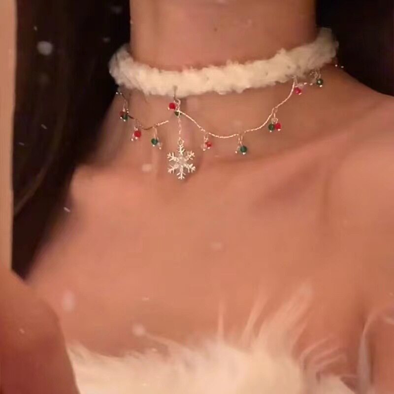 クリスマススノーフレークぬいぐるみネックレス