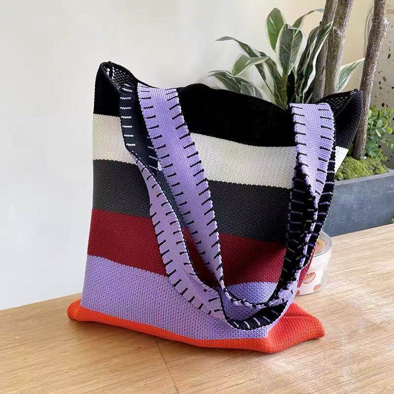 虹色ストライプ ブラック＆パープル