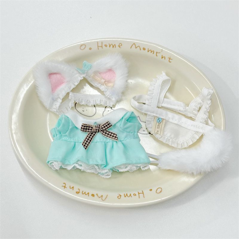 10cmの細いメイド（猫耳+猫しっぽ+スカート+よだれかけ）
