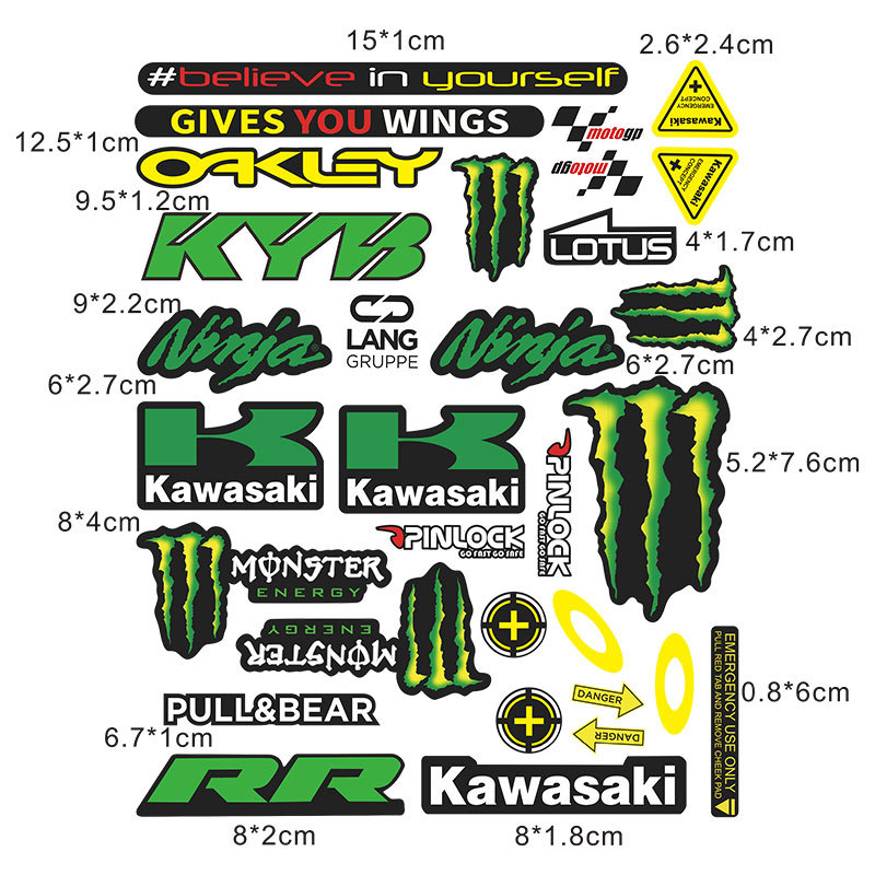 反射カワサキ ヘルメット ステッカー (20*25)