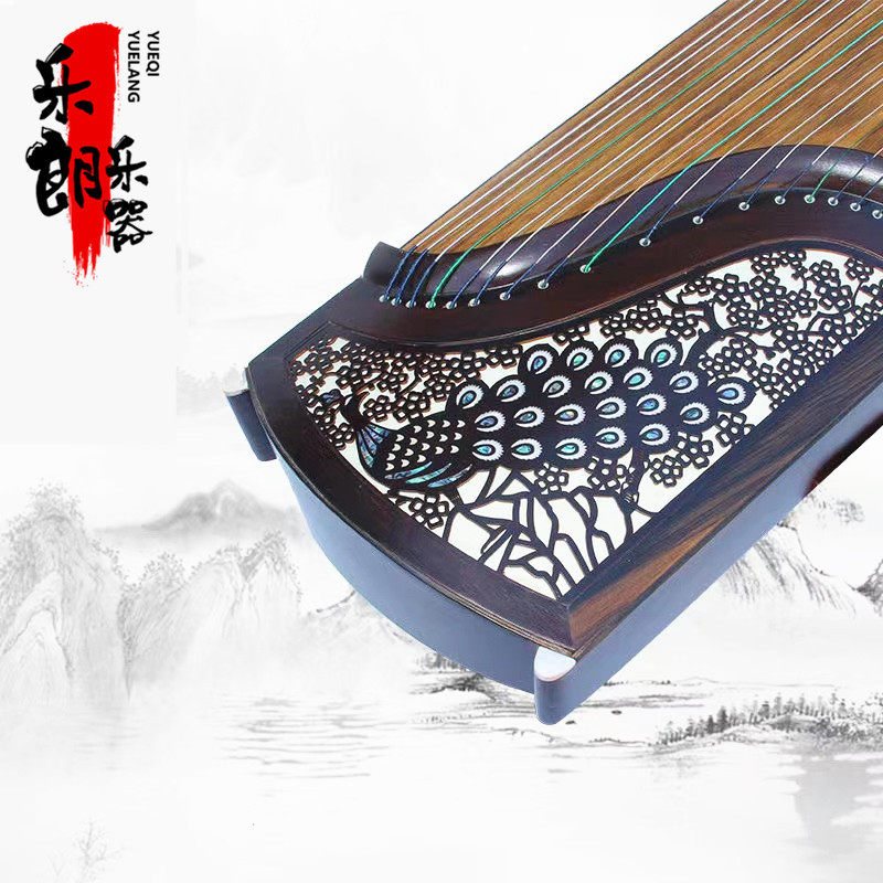 黒檀貝彫刻孔雀
