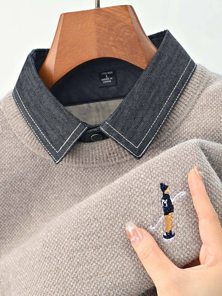 キャメル(デニム衿、フィギュア刺繍)