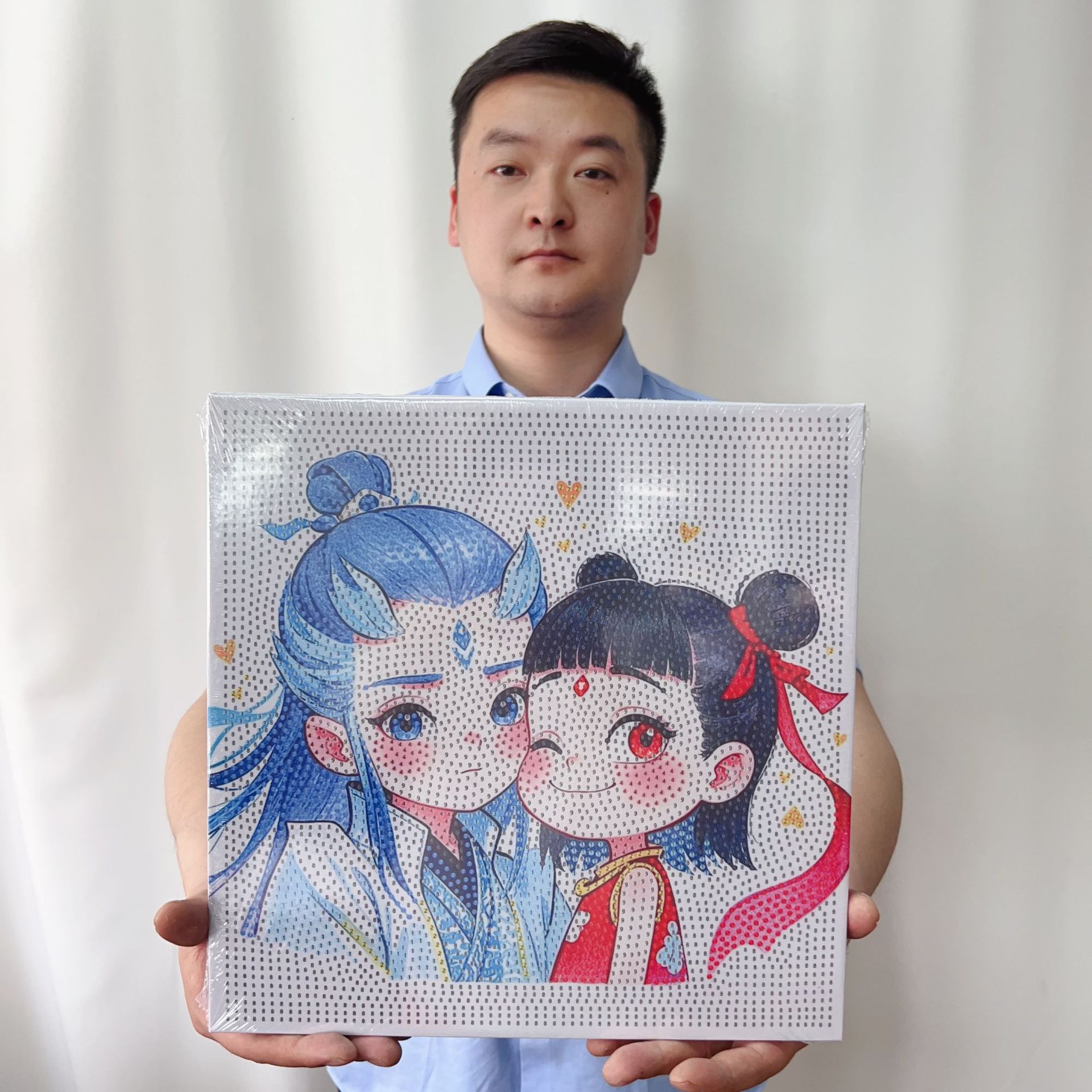 Nezha テーマのダイヤモンド ステッカー 30*30cm (複数のスタイルがランダムに送信されます)。